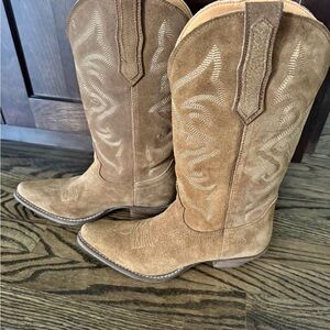 dingo Brown Suede Western Embroidered Mid-Calf Boots